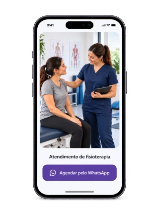 Exemplo de site profissional exibido em um iPhone
